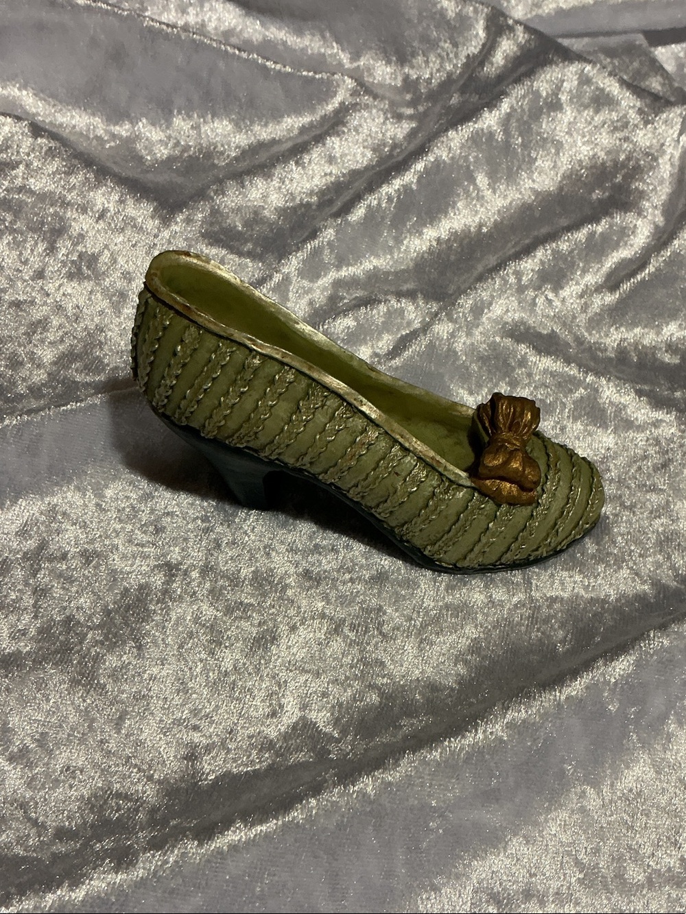 Vintage Miniature Shoe Figurine with Bow